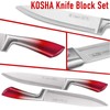 KOSHA Kitchen Knife Set, 9 Piece Knife Set with Block,