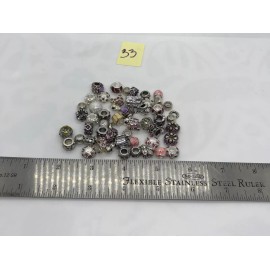 European Style Large Hole Beads  Metal Lot Silver & Multi Color Charms