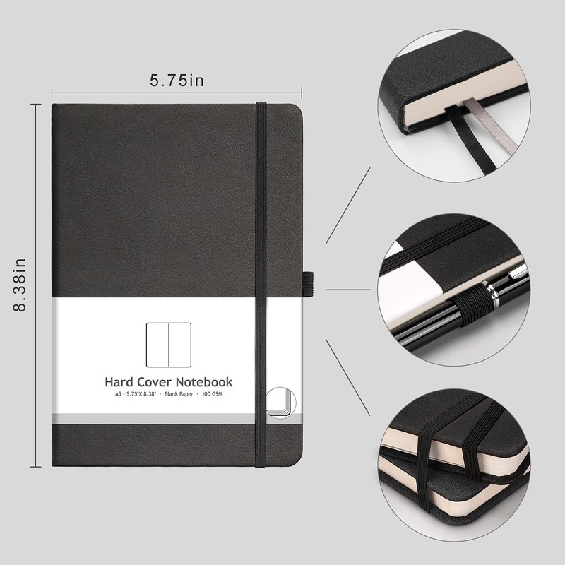 RETTACY Blank Notebook A5 Plain Notebook 2 Pack - 384