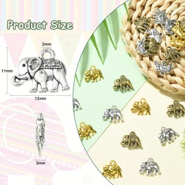 Ipotkitt 30Pcs/box Elephant Shape Alloy Charms Pendants Animal Charm Pendants for DIY Necklace Bracelet Jewelry Making Accessories - 11x13mm
