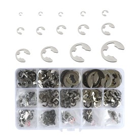 Stainless Steel Circlips Assorted, 510 Pcs Metal E Clips Assortment Set 14 Sizes Retaining Clips (1.5/2/2.5/3/3.5/4/5/6/7/8/9/10/12/15mm) for Internal External Shaft Fastener