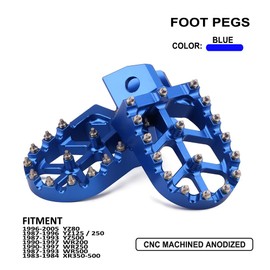 IUVWISN Dirt Bike Foot Pegs,Motorcycle Footpegs Wider Foot Pegs Rest Pedal CNC for YZ125 YZ250 87-96 XT250 08-23 YZ80 96-01 TTR 90 00-07 TTR 110 08-09 TTR 125 00-04 TTR 250 00-06 Blue