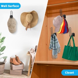 Letohoumia Hat Rack for Wall 4 Pack, Metal Adhesive Hat Organizer for Baseball Caps, Hat Hanger Hooks Holder for Closet/Door, Multi-Purpose Strong Hooks Can Hold More Than 8 Hats