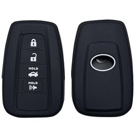 Silicone Key Fob Cover Case for Toyota Camry, 4 Buttons Key Fob Cover for Toyota Avalon Camry Hybrid Corolla Highlander Hybrid Mirai RAV4 Hybrid 2018-2024, Remote Key Protection Case (Black)