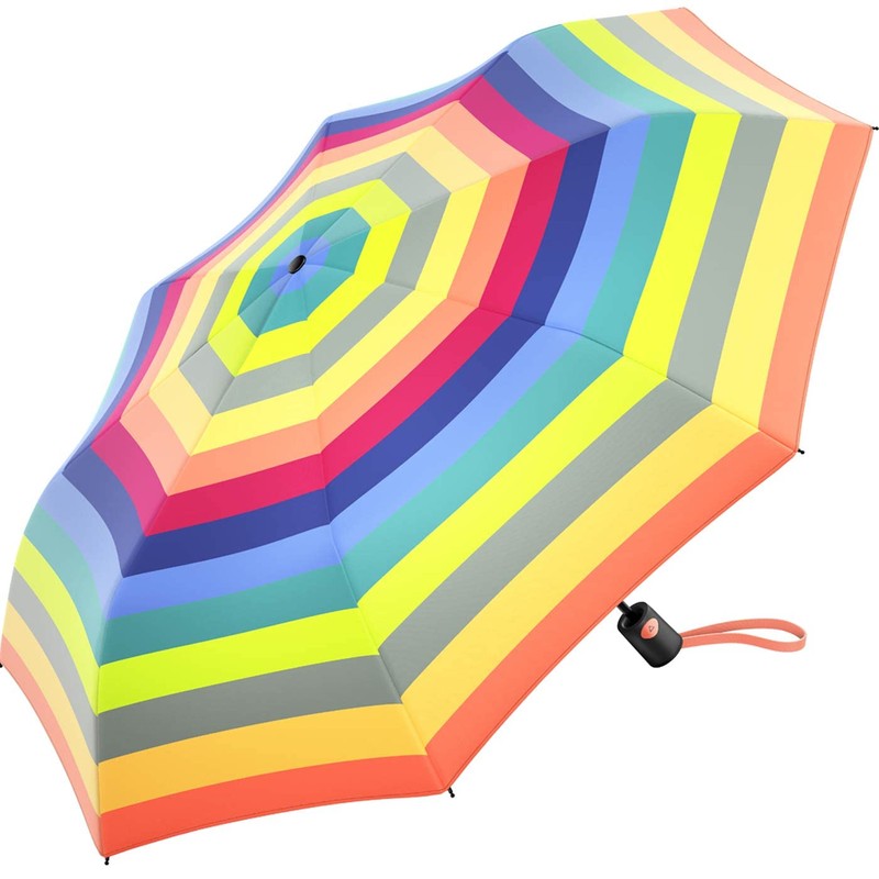 Benetton Pocket Umbrella Mini Automatic Dots, Multistripe Fresh Salmon