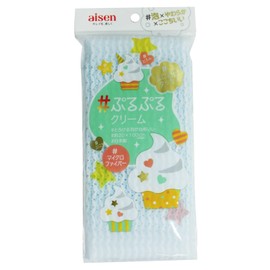 AISEN Soft Foam Soft Washable Cream Towel, Made in Japan, Blue, Size 7.9 x 39.4 inches (20 x 100 cm) Expanded