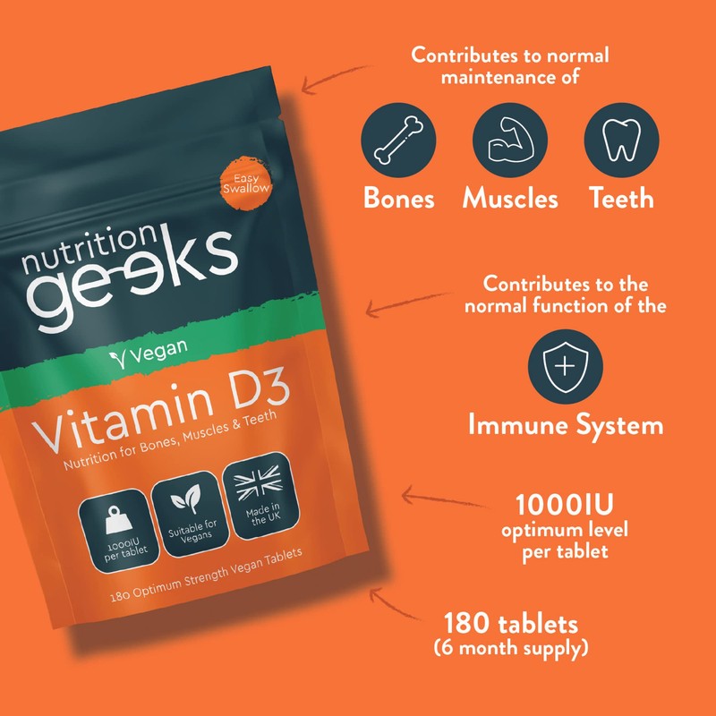Vegan Vitamin D 1000iu Tablets - 180 Easy-Swallow Plant-Based Algae