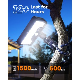 Thumok Solar Motion Lights Outdoor,600LM Motion Sensor Solar Light with Flexible Octopus Tripod,Dual Charging,Outdoor Sercurity Lights for Deck Fence, Garden,Camping,Patio (Black, 1)