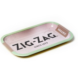 Zig-Zag Iconic Metal Rolling Tray – 4 Designs, 2 Sizes – Polished Surface, No Stick, Raised Edges – Organic, Medium – Qualité Supérieure Since 1879