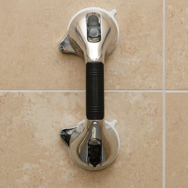 HealthSmart 12" Suction Cup Grab Bar, Safety Hand Rail, Support - Handicap, Elderly, Injury, Senior Assist, Color Indicator Showing when Bar is Secure, Chrome