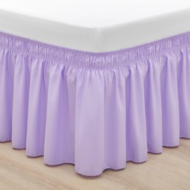 RIMELA Bed Skirting Queen Size Lilac Purple Bed Skirt 18 Inch Drop, Wrap Around Elastic Adjustable Bedskirt, Dust Ruffle for Bed Frame & Box Spring Soft Durable Fabric Machine Washable Easy to Install