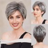Beweig Women's Short Grey Wig Natural Curly Synthetic Heat Resistant
