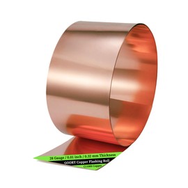 GOORY Copper Flashing 28 Gauge - 6in x 5ft 0.013"(0.32mm) Thickness Roof Flashing Roll - 99.95+% Pure Copper Sheet Metal ASTM B152 - Roofing Repair DIY Project Contractor Jewelry Crafts