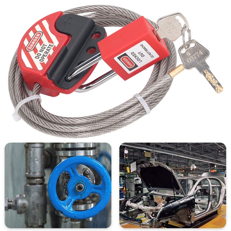 Safety Padlock Set Adjustable Stainless Steel Cable Lockout and 38mm