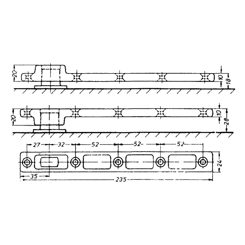 Dorma 7421 Door Rail for Door for Screwing On Galvanised