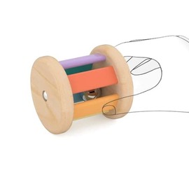 Montessori-Inspired Wooden Rolling Bell Rattle, Tummy Time Toy for Infants