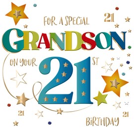 Special Grandson On Your 21st Birthday Greeting Card Talking Pictures Cards SCER0213/21