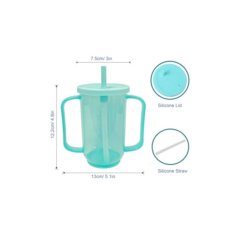 2 Pack Adult Sippy Cups for Elderly 12oz No Spill