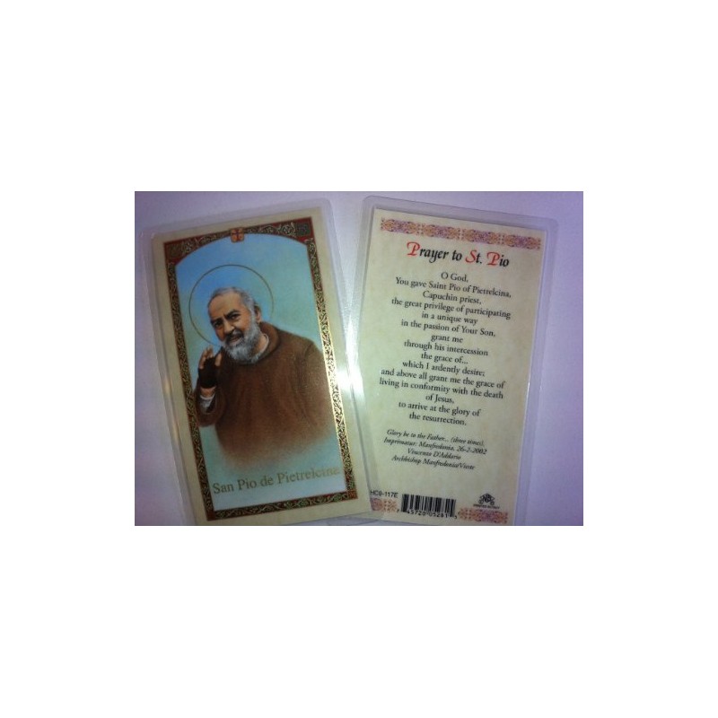 Holy Prayer Cards For Saint Pio of Pietrelcina in English