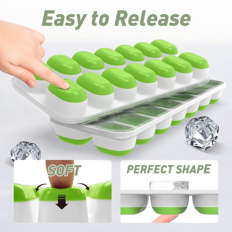 Ice Cube Tray with Lid, 4 Pack Durable Stackable Ice