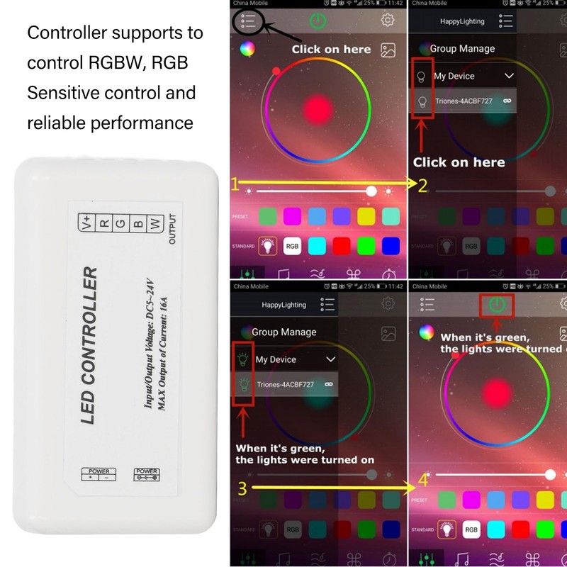 12V 24V Underwater Light Bluetooth Controller Sensitive Smart RGB RGBW