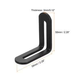 sourcing map 6Pcs Adjustable L-Shape Corner Brace with Slot, 2.28 x 2.28 Inch Stainless Steel Slotted Right Angle Corner Bracket for Wooden Furniture Cabinet, Black