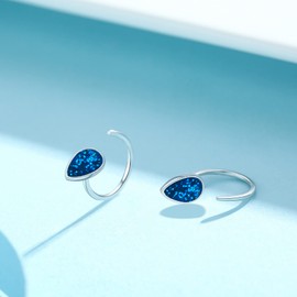 Children's Hoop Earrings, 925 Sterling Silver Drop Earrings, Half Hoop Earrings, Girls Glitter Half Cartilage Earrings for Women, Girls, Children, Sterling Silver