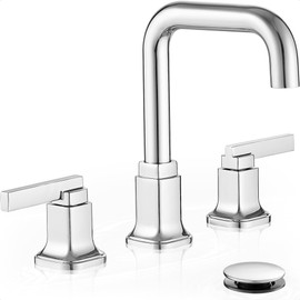HOIGY Chrome Bathroom Faucet Widespread Sink Faucet Bathroom 3 Hole, 360 Degree Swivel Faucet Bathroom 6-16 Inch, 2 Handles Faucet for Bathroom Sink with Pop-Up Drain & Water Supply Hose Saving Water