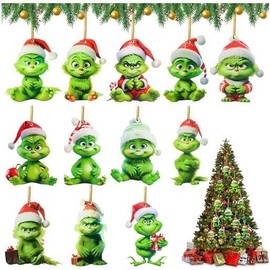 Christmas Character Tree Ornaments (lf1069, 8cm, One Set) 12 Pieces 20ea