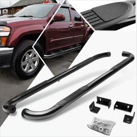(2Pcs) 3 Inch Black Round Nerf Step Bars Side Steps Compatible with 04-14 Colorado/Canyon Crew Cab