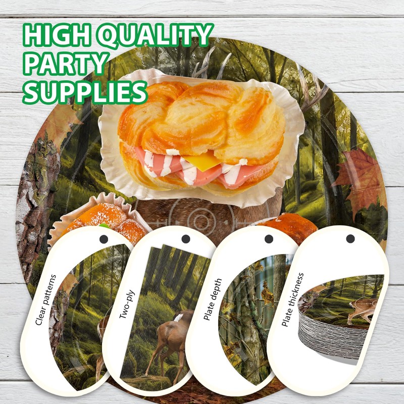 250Pcs Deer Hunting Party Decorations for Men Women, Serves 50