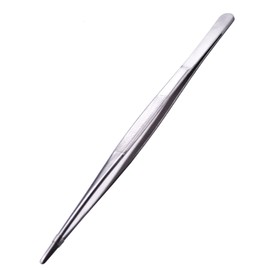 HINMAY Long Food Tong 10-inches Straight Tweezers Tongs with Precision Serrated Tips - Premium Stainless Steel Tweezers for BBQ Grilling Cooking Roasting and Serving