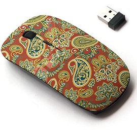 2.4G Wireless Mouse with Cute Pattern Design for All Laptops and Desktops with Nano Receiver - Paisley Vintage Floral