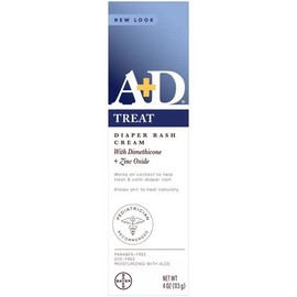 A+D Zinc Oxide Diaper Rash Cream with Aloe, 4 Ounces Each (Pack of 3)