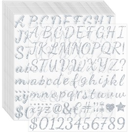 1245Pcs Letter Stickers 15 Sheets Alphabet Stickers Vinyl Sticker Letters 1Inch Self-Adhesive Glitter Number ABC Stickers for Scrapbook Water Bottles Graduation Cap Crafts Mailbox Sign (Silver)