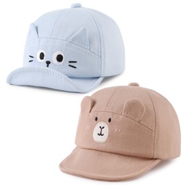 Peecabe Baby Baseball Cap Toddler Infant Boys Girls Sun Hat Breathable Cute Hats for Spring Summer 6M-3T (US, Age, 3 Months, 12 Months, B-Blue Cat+Coffee Bear)