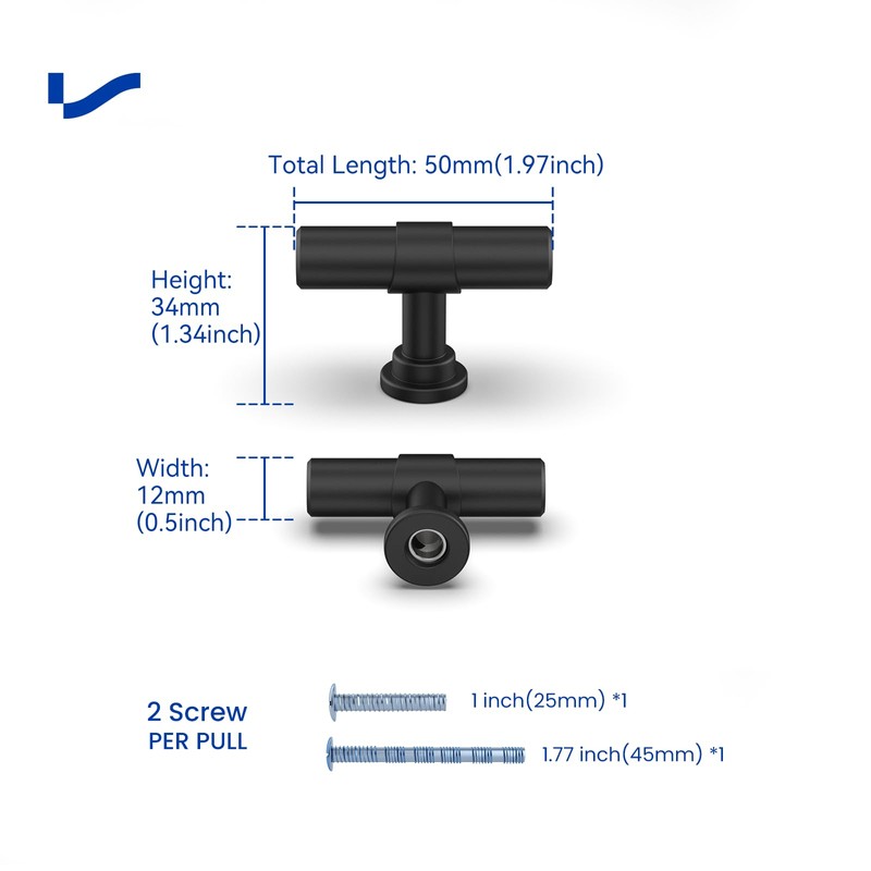 LONTON Pack of 10 Furniture Knobs, Black Cabinet Knobs, Vintage