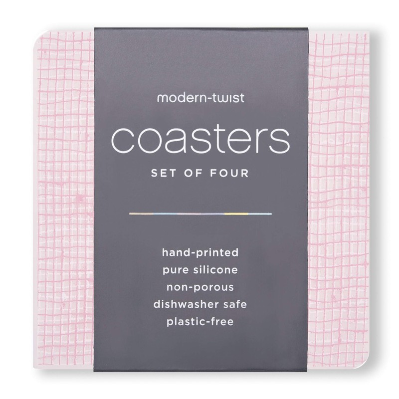 MODERN-TWIST Set of 4 Coasters 100% Plastic Free Silicone Tabletop,