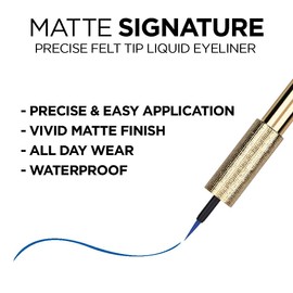 L'Oreal Paris Makeup Matte Signature Liquid Dip Eyeliner, Waterproof, Precise and Easy Application, All Day Wear, Vivid Matte Finish, Blue, 0.07 fl; Oz.