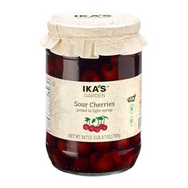 Ika’s Garden Pitted Sour Cherries in Light Syrup – 24.7 oz Jar – Vegan, Gluten-Free, Non-GMO – Product of Bulgaria