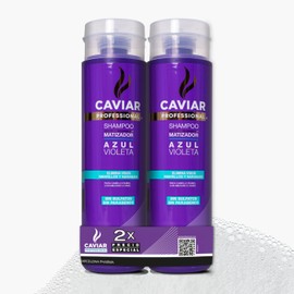 Caviar Professional | Shampoo matizador azul violeta de cabello rubio | Sin sulfatos y parabenos