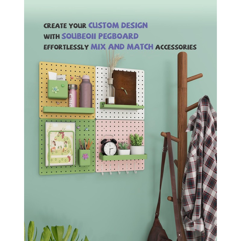 Soubeoii Metal Pegboard Combination Kit — 4 Carbon Steel Pegboards