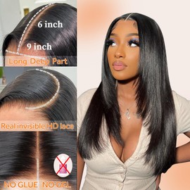 Oxeyegirl 20 Inch Straight Human Hair Wig for Black Women,9X6 Lace 200% Density Glueless Wigs Human Hair Pre Plucked Pre Cut,Wear and Go Glueless Wig Lace Front Wig Brazilian Human Hair Wigs