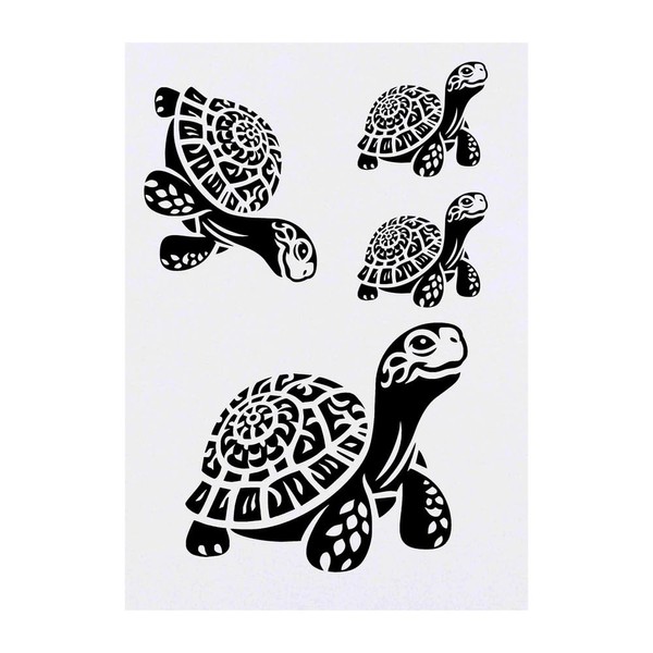 Azeeda 4 x 'Glückliche Schildkröte' Temporäre Tattoos - Wasserfest, Hautfreundlich