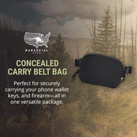 Marsupial Gear Concealed Carry Belt Bag - Discreet Fanny Pack for Handgun Storage with Adjustable Holster and Cross Body Strap, G-43/43x