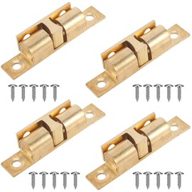Double Ball Catch, Closet Ball Latch, Set of 4 (Includes Screws), Double Ball Roller Catch, Ball Catch Latch, Brass 1.6 inches (40 mm), Length 1.6 inches (40 mm), Cabinet Tension Latch, Suitable for