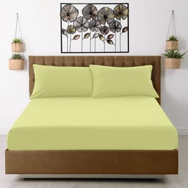 Egypto King Size Fitted Sheets – Soft & Breathable 10" Deep Fitted sheets with Elasticized Pockets – Anti Allergy Polycotton Fitted Bed Sheets (King, Lemon)