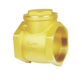 MYWERO 4" NPT Swing Brass Check Valve DN100, 4 Female Thread Horizontal One Way Valve to Prevent Water Backflow for Sump Pump and Air Compressor