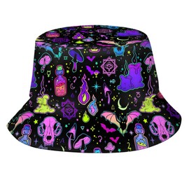 Mushroom Rave Bucket Hat Packable Fashion Style Unisex Sun Cap Purple Summer Beach Outdoor Fishing Party Outfit Fisherman Hat for Women Men