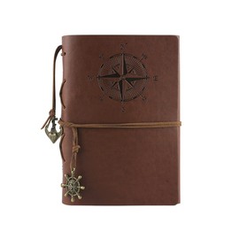 Leather Bound Diary Notebook, Embossing Pattern Vintage Diary Travel Journal Notebook 80 Sheets Paper for Women Men